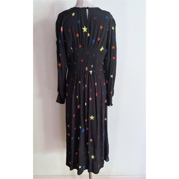 EUC Nobody’s Child Black Star Celestial Stars Colorful Star Georgie Midi Dress 8 - Picture 7 of 10